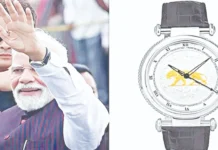 ‘1947’ ஒரு ரூபாய் நாணயம் வைத்த பிரதமர் மோடியின் கைக்கடிகாரம் வைரல்