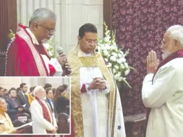 கிறிஸ்துமஸ் கொண்டாட்டம்; தேவாலயத்தில் பிரதமர் மோடி பிரார்த்தனை