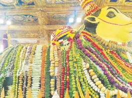 தஞ்சை பெரிய கோவிலில் மகா நந்திக்கு 2 டன் பழம், காய்கறி அலங்காரம்