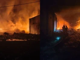 பிளாஸ்டிக் கிடங்கில் தீ விபத்து