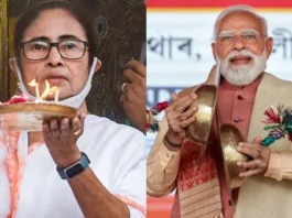 மதத்தை கையில் எடுக்கும் மம்தா வளர்ச்சி முழக்கத்தோடு வரும் பாஜக