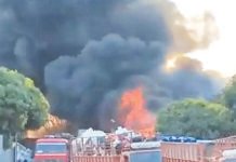 பிளாஸ்டிக் கிடங்கில் பயங்கர தீ விபத்து