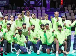 தாமஸ் கோப்பை பாட்மிண்டன் அரை இறுதிக்கு முன்னேறியது இந்திய அணி