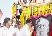 பெரியார் சிலைக்கு மு.க.ஸ்டாலின் மரியாதை